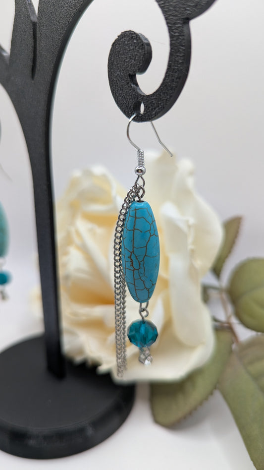 Boucles d’Oreilles Upcycling «Cascade Turquoise