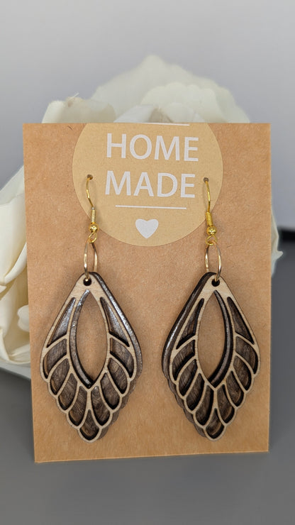 Boucles d'oreilles "Ailes d'ange" - Bois double couche coloré et vernis 🪶✨
