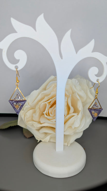 Boucles triangle résine et fleurs séchées