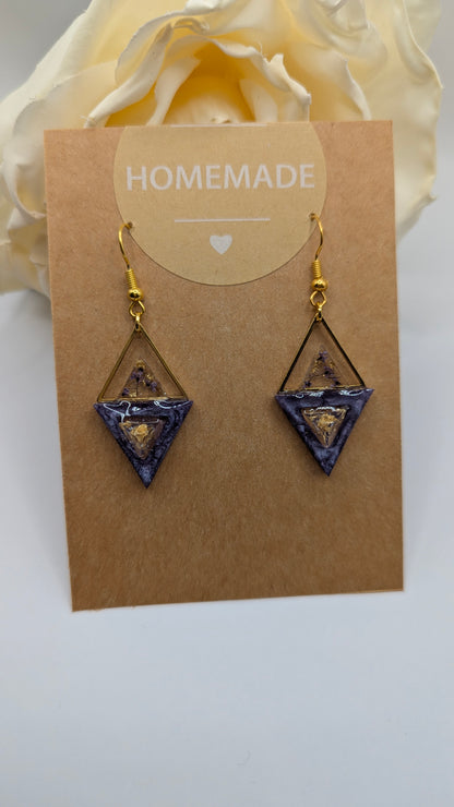 Boucles triangle résine et fleurs séchées