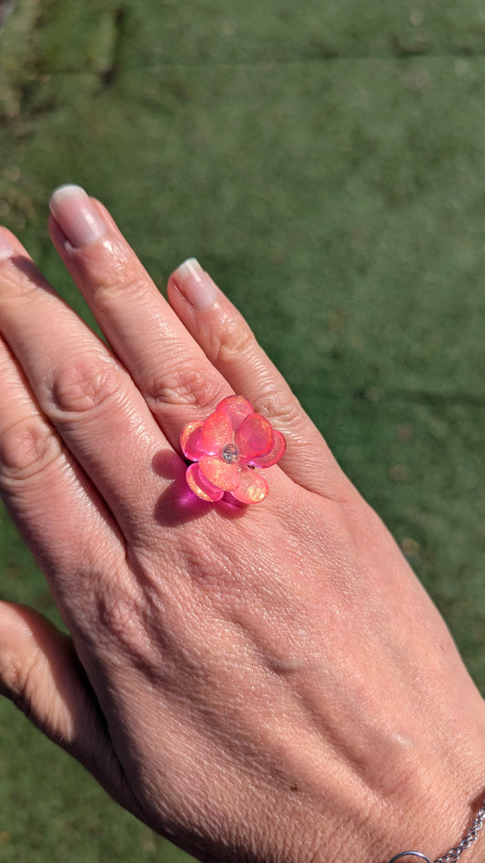 Fleur de Printemps, Bague en résine artisanale