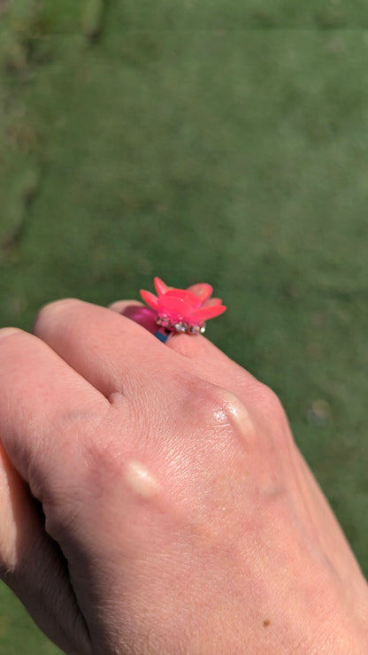 Fleur de Printemps, Bague en résine artisanale