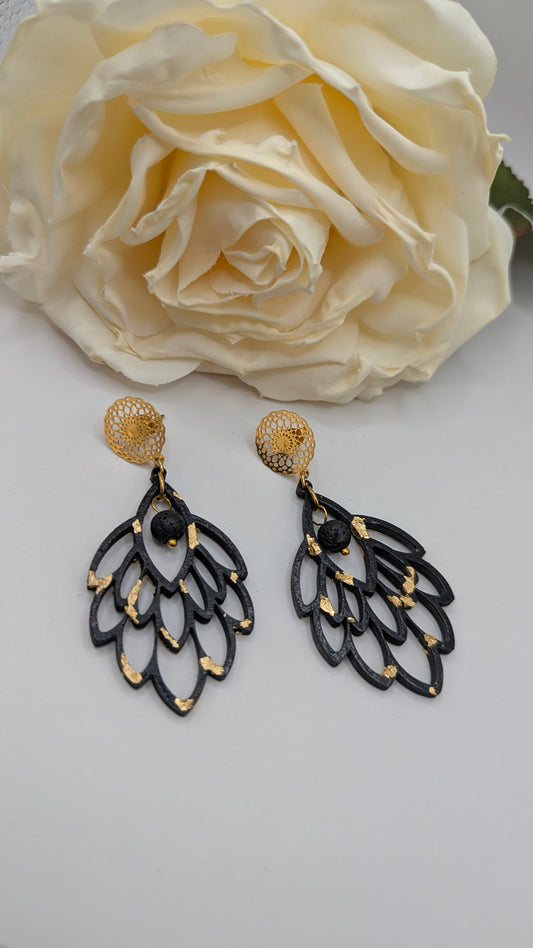 Ailes de Nuit : Boucles d'oreilles en bois artisanales