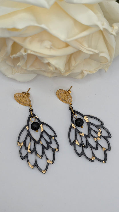Ailes de Nuit : Boucles d'oreilles en bois artisanales