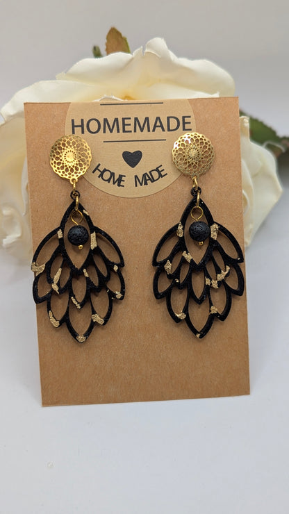 Ailes de Nuit : Boucles d'oreilles en bois artisanales