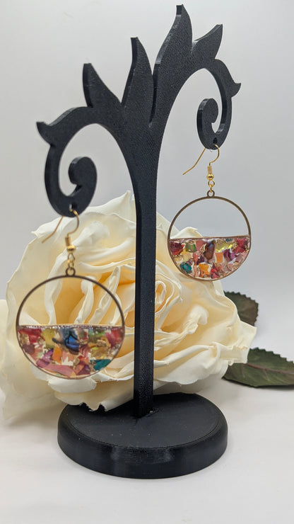 Éclats de Nacre, Boucles d'oreilles en résine artisanale