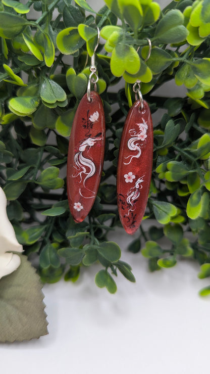 Boucles d’oreilles Dragon rouge – Inspiration asiatique