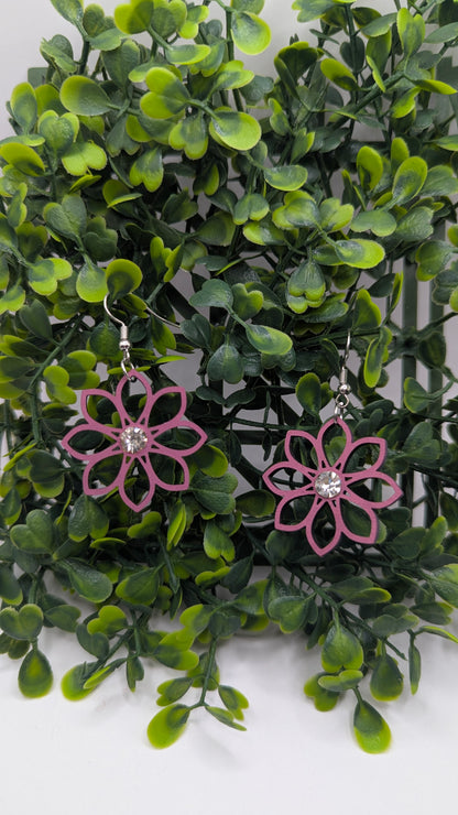 Boucles d’oreilles Fleur mauve