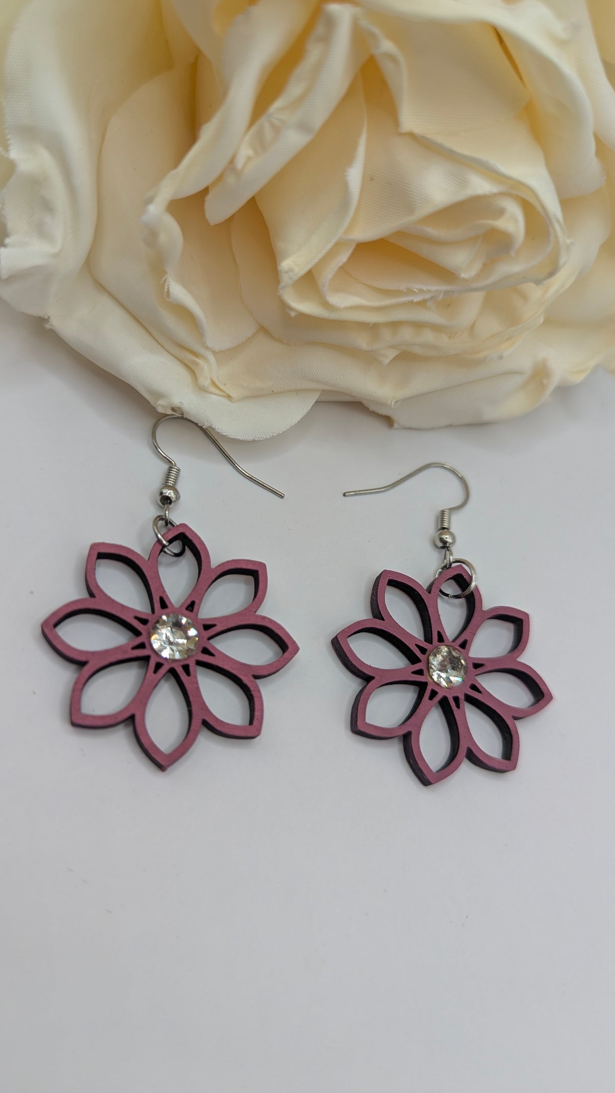 Boucles d’oreilles Fleur mauve