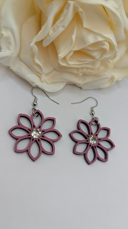 Boucles d’oreilles Fleur mauve