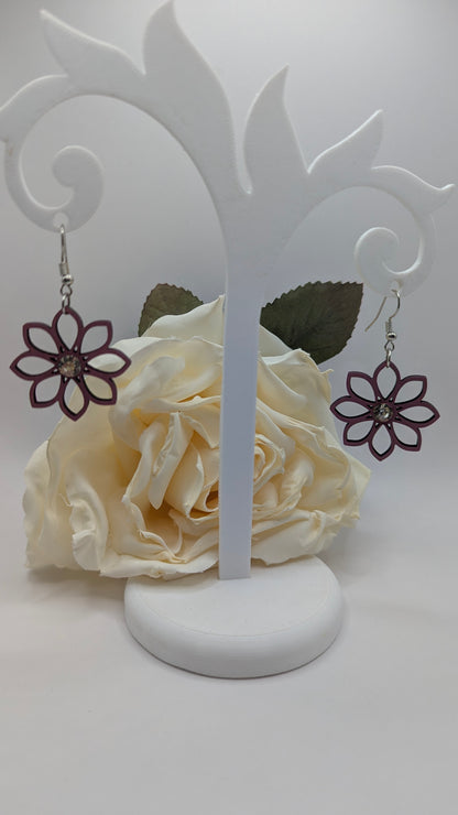 Boucles d’oreilles Fleur mauve