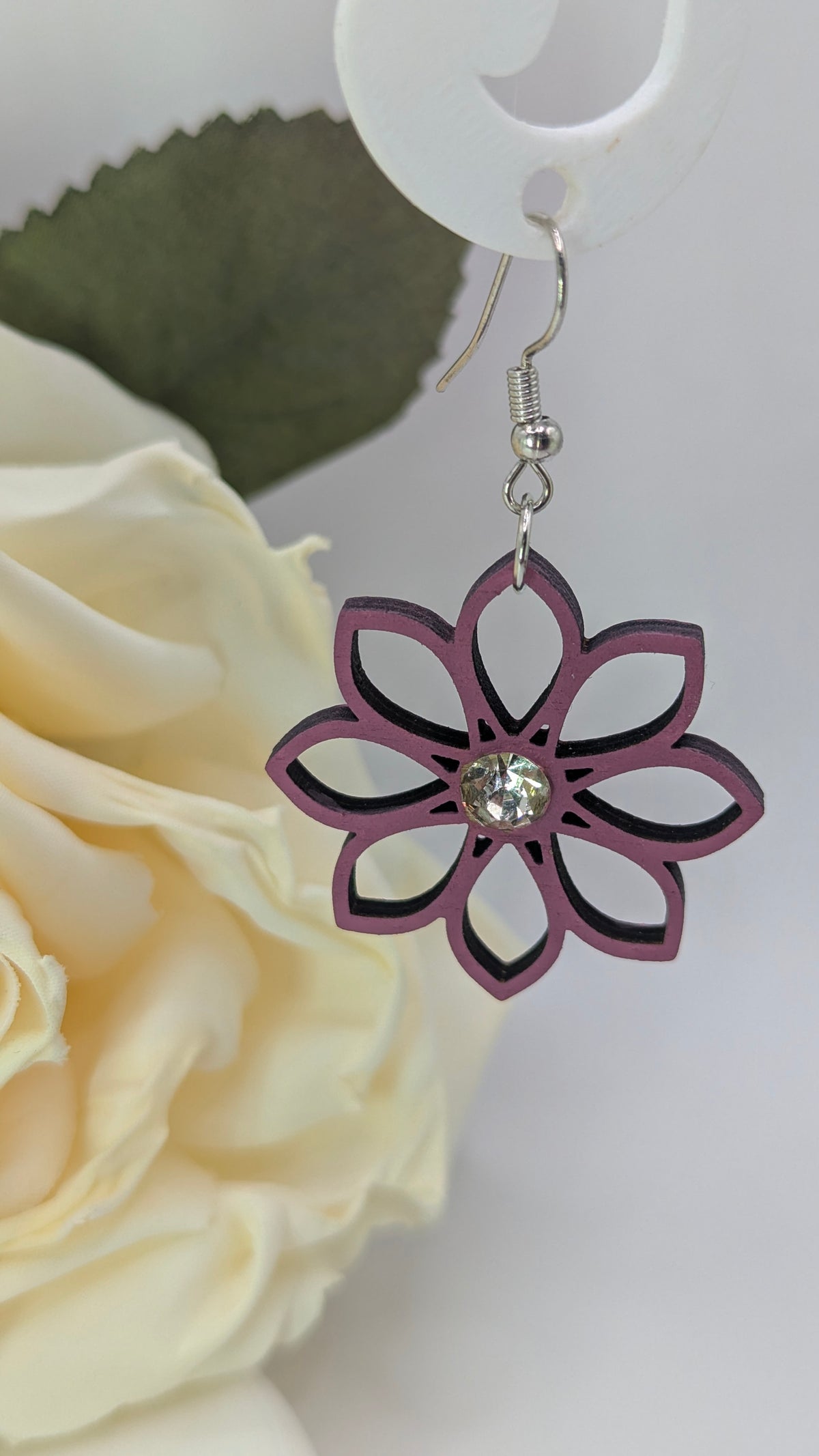 Boucles d’oreilles Fleur mauve