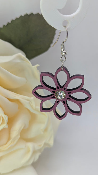 Boucles d’oreilles Fleur mauve