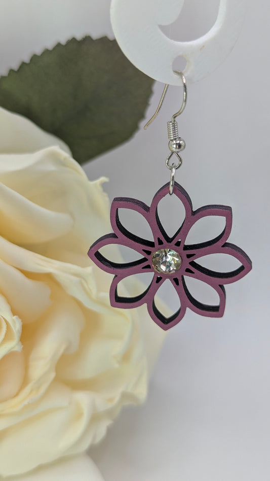 Boucles d’oreilles Fleur mauve
