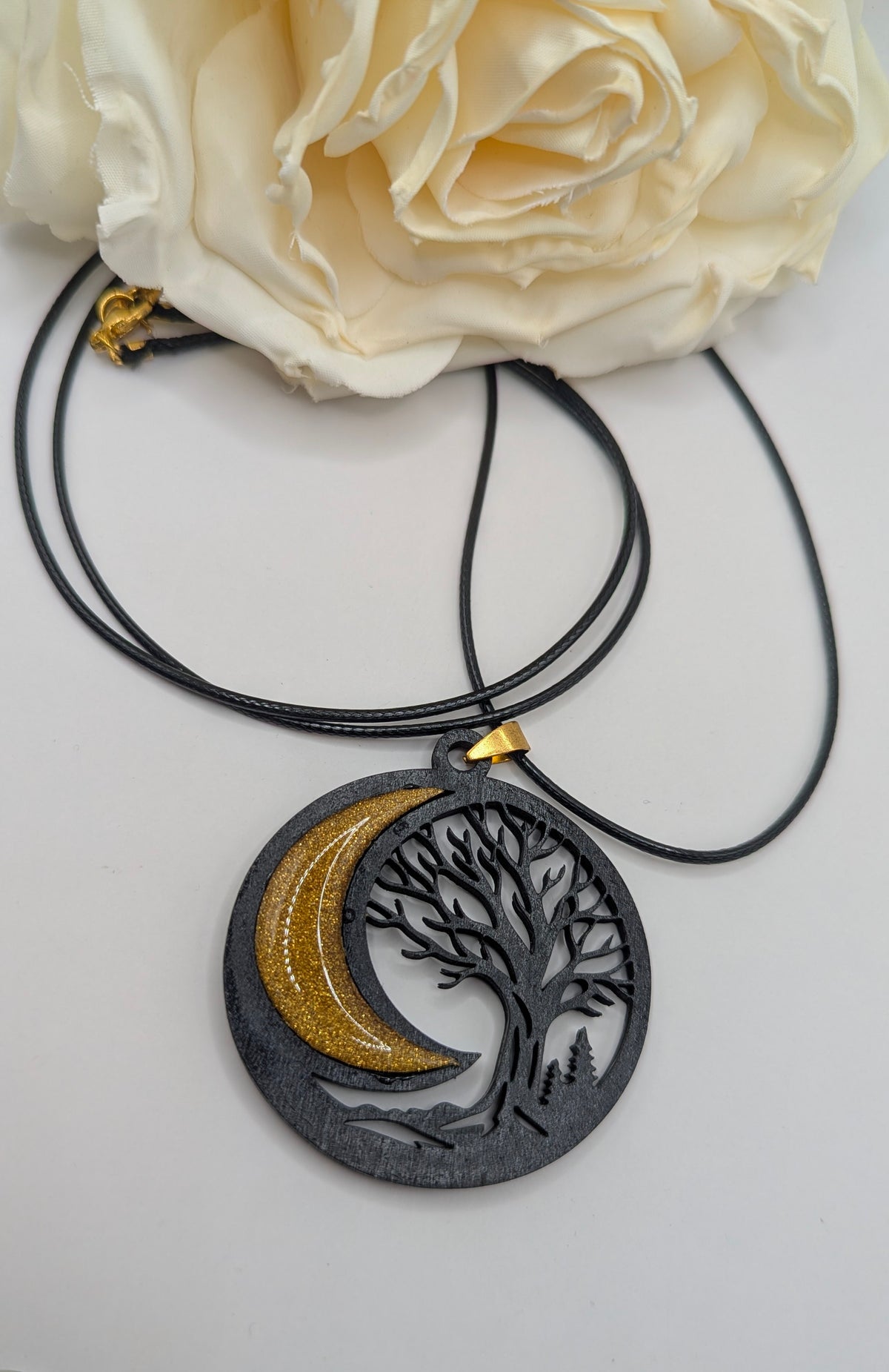 Sautoir Arbre de vie et Lune dorée