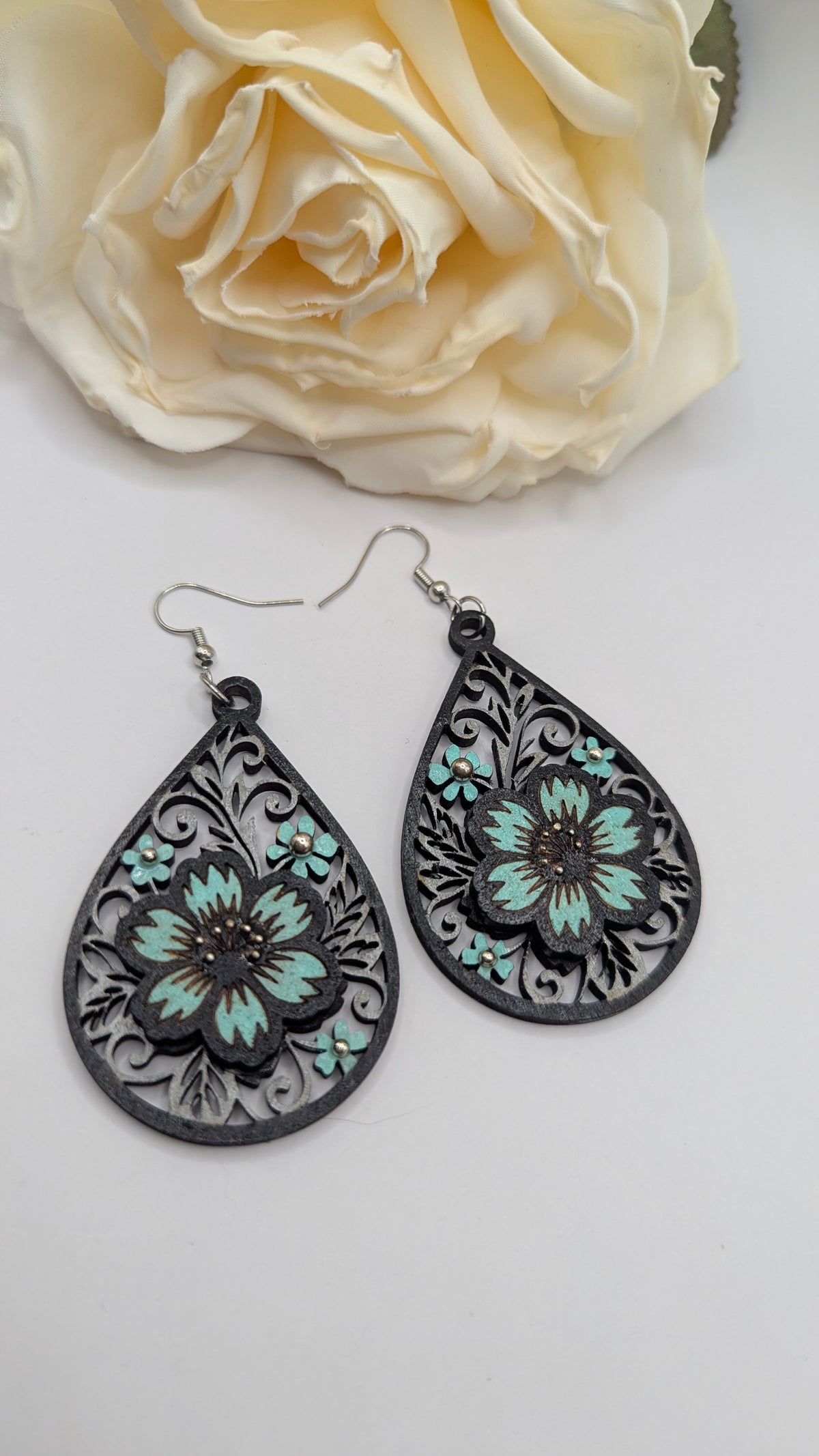 Boucles d’oreilles Floraison turquoise