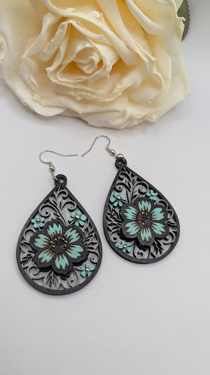 Boucles d’oreilles Floraison turquoise