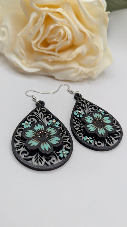 Boucles d’oreilles Floraison turquoise