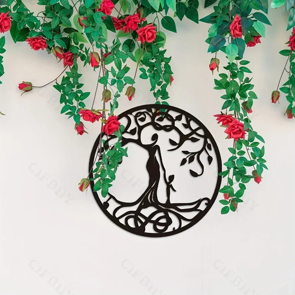 Stunning Metal Tree of Life Wall Decoration - round Iron Art Home Wall Hanging, Perfect Sculpture Gift for Room and Home Decor