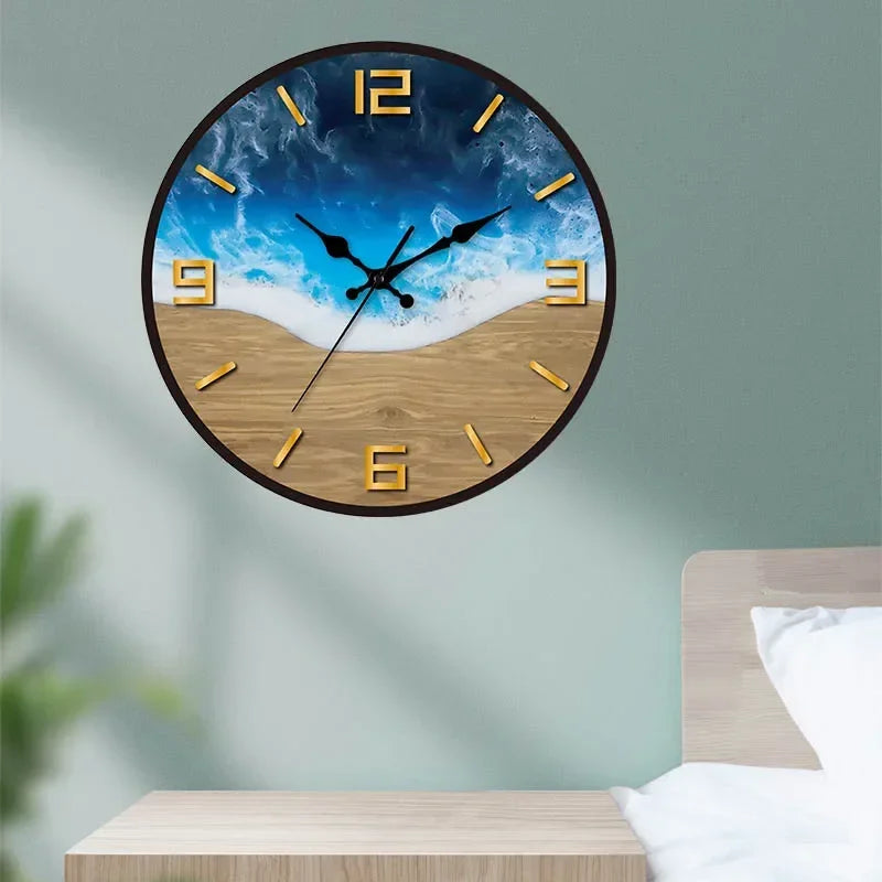New Transparent Acrylic Wood Grain Wall Clock High Quality Luxury Wall Decoration Clocks for Living Room Bedroom Office Home
