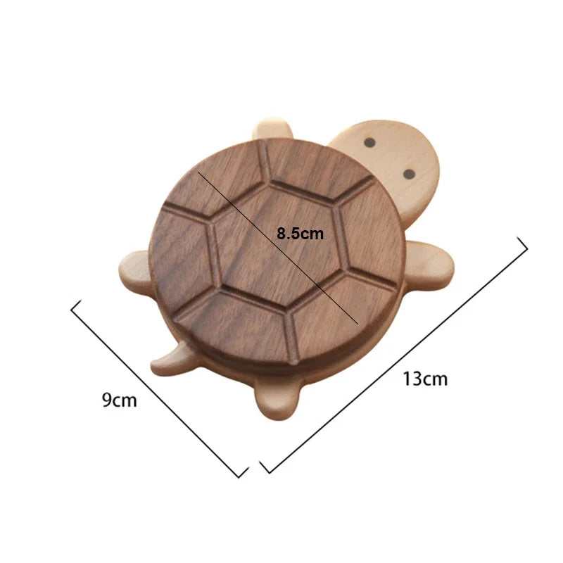 Cute Walnut Wood Turtle Coaster Heat-Resistant Insulation Mat for Tea Pots & Kettles Unique Table Ornament & Protector