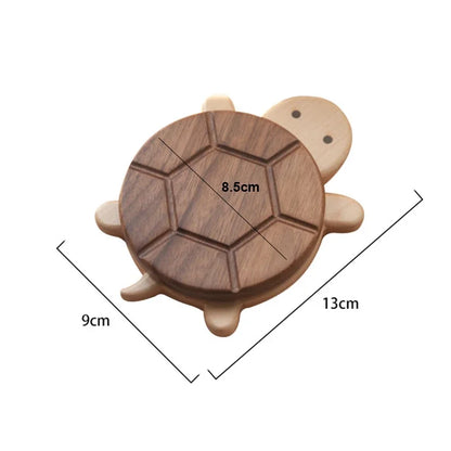 Cute Walnut Wood Turtle Coaster Heat-Resistant Insulation Mat for Tea Pots & Kettles Unique Table Ornament & Protector