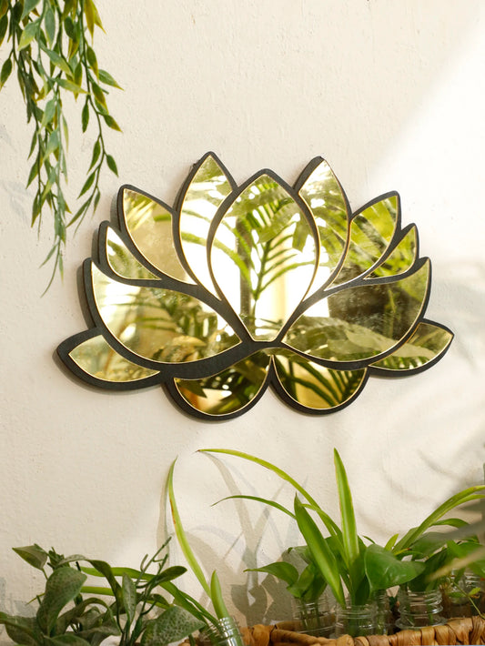 Miroir mural fleur de lotus en acrylique – Décoration murale moderne pour salon, chambre ou bureau