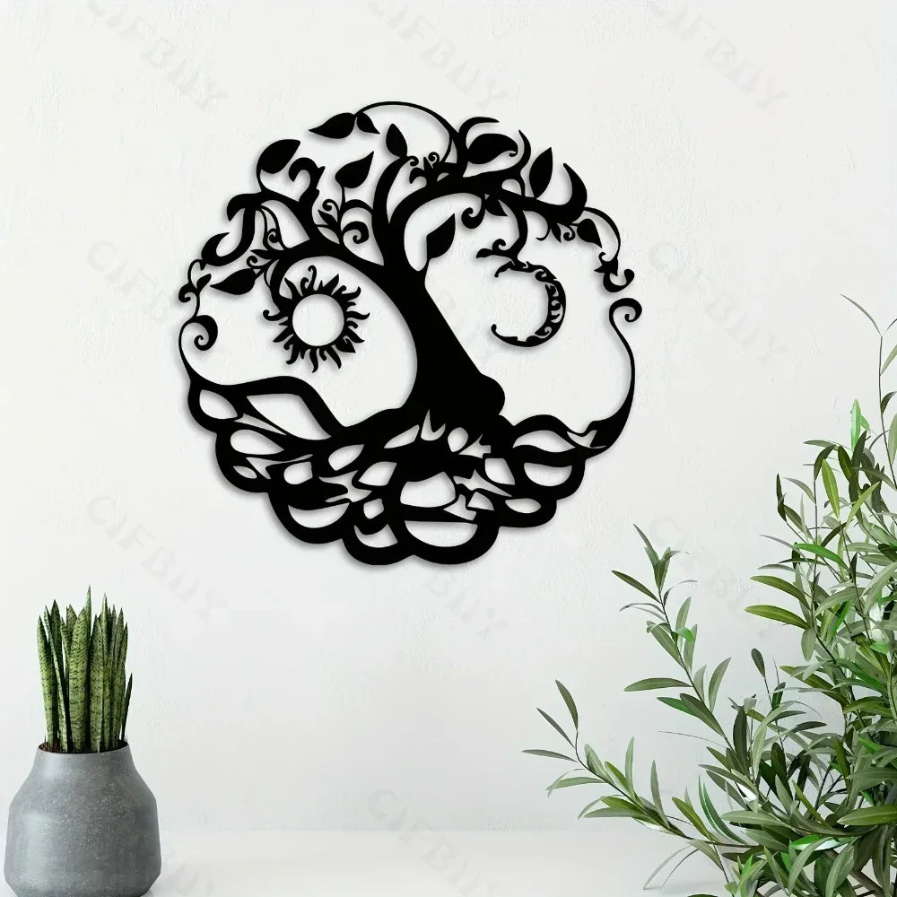 Stunning Metal Tree of Life Wall Decoration - round Iron Art Home Wall Hanging, Perfect Sculpture Gift for Room and Home Decor