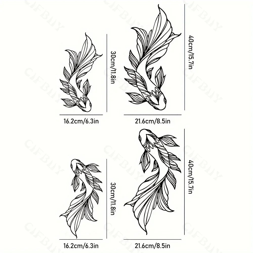 2Pcs Koi Metal Wall Art, Fish School Home Interior Wall Decoration, Living Room Metal Wall Art Decoration