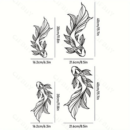 2Pcs Koi Metal Wall Art, Fish School Home Interior Wall Decoration, Living Room Metal Wall Art Decoration