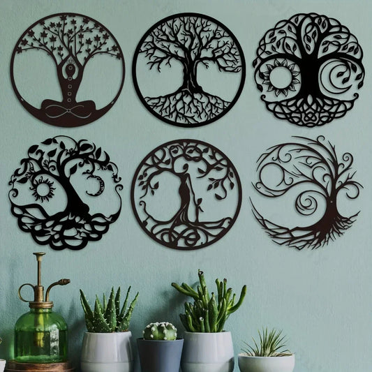 Stunning Metal Tree of Life Wall Decoration - round Iron Art Home Wall Hanging, Perfect Sculpture Gift for Room and Home Decor