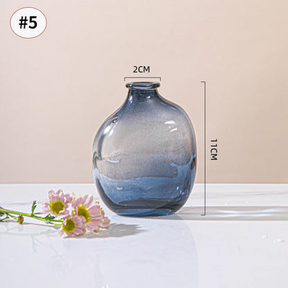 Brown Retro Glass Vase Plant Flowers Bottle Flower Arrangement Hydroponic Terrarium Desktop Vase Creative Home Decor Flower Pot