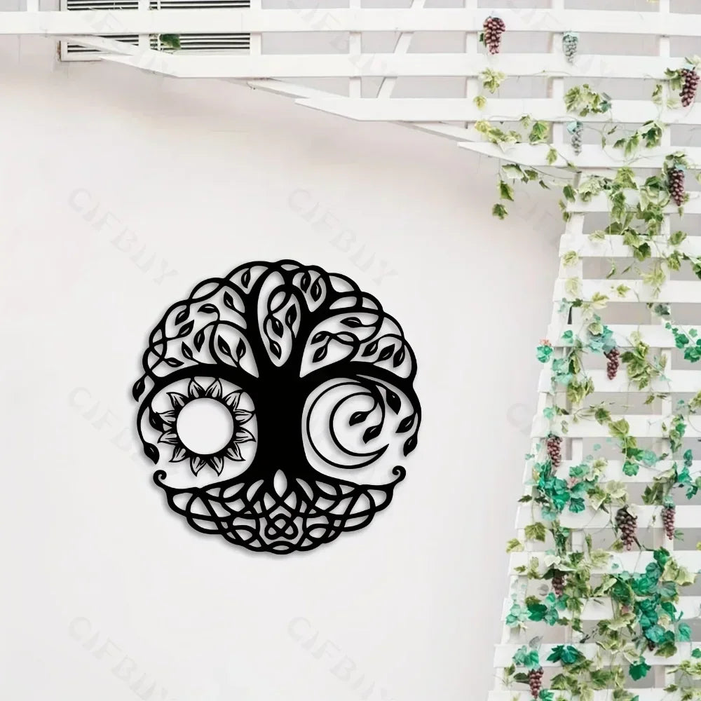 Stunning Metal Tree of Life Wall Decoration - round Iron Art Home Wall Hanging, Perfect Sculpture Gift for Room and Home Decor