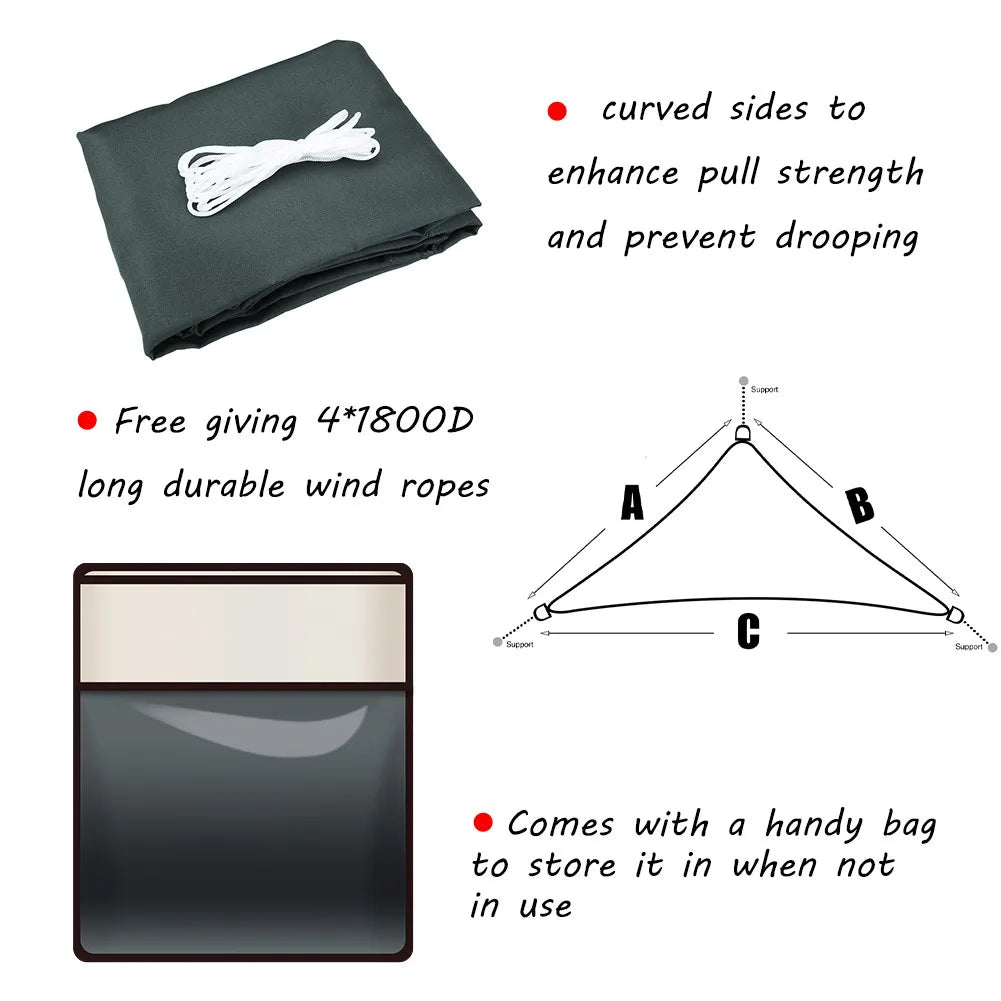 7M/5M/3M/2M Large Triangle Waterproof Sun Shade Sail Canopy for Outdoor Garden Patio Awning Tents Pool Sunshade Cloth