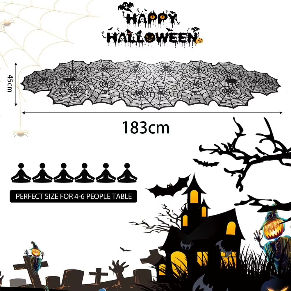 Chemin de table toile d'araignée HAlloween 45X183Cm
