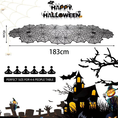 Chemin de table toile d'araignée HAlloween 45X183Cm