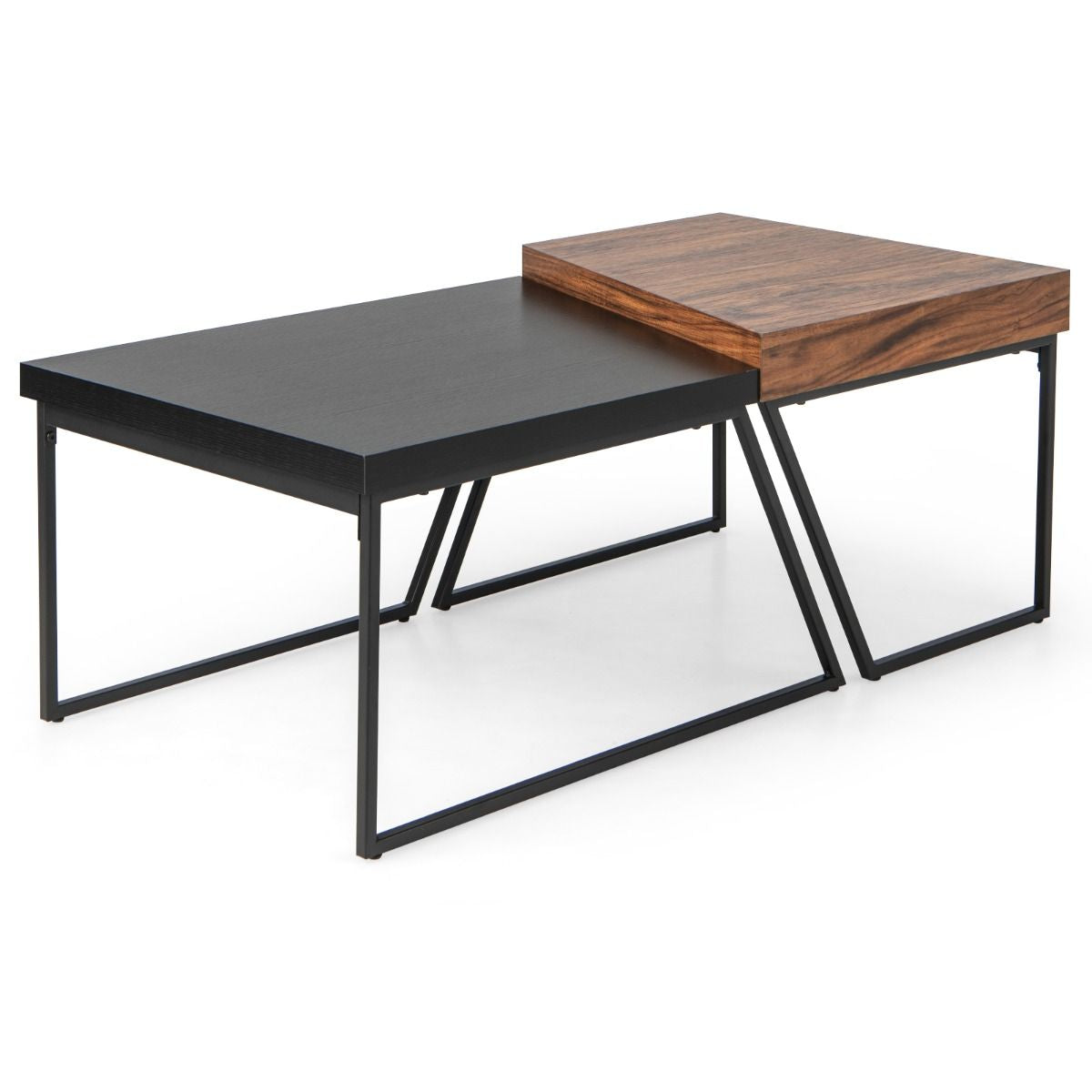Lot de 2 tables basses gigognes avec cadre métal