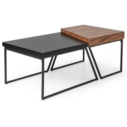 Lot de 2 tables basses gigognes avec cadre métal