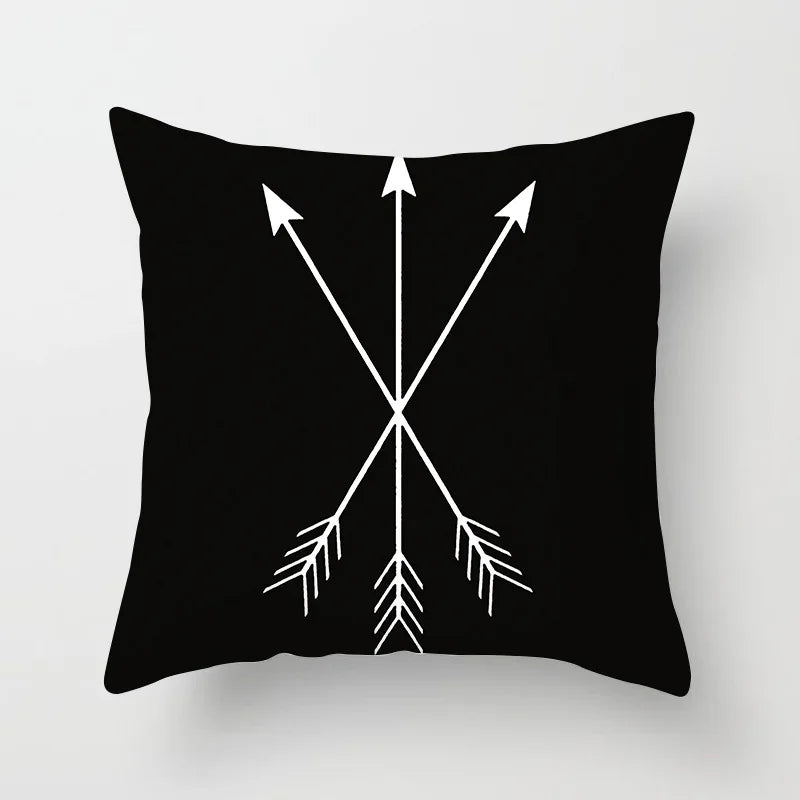 Black and White Geometric Decorative Pillowcases Polyester Throw Pillow Case Striped Geometric Pillowcase Kussensloop