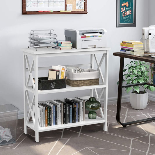 Bibliothèque Étagère De Rangement 3 Niveaux Table Console Dispositif Anti-Basculement Entrée Salon Bureau Noir/Blanc/Marron