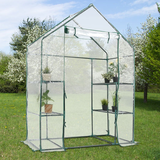 Mini Serre De Jardin Serre À Potager Tente Pour Plantes En PVC Cadre En Fer 3 Étages Transparent 143X73X195Cm