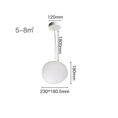 Cobblestone Hanging Lamps for Dining Room Stone Glass Modern Pendant Lamp Led Milky White Ball Restaurant Cord Pendant Light