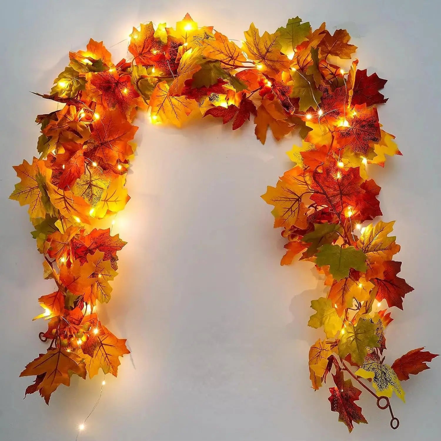 Guirlande de feuilles d'érable artificielles d'automne – 200 cm