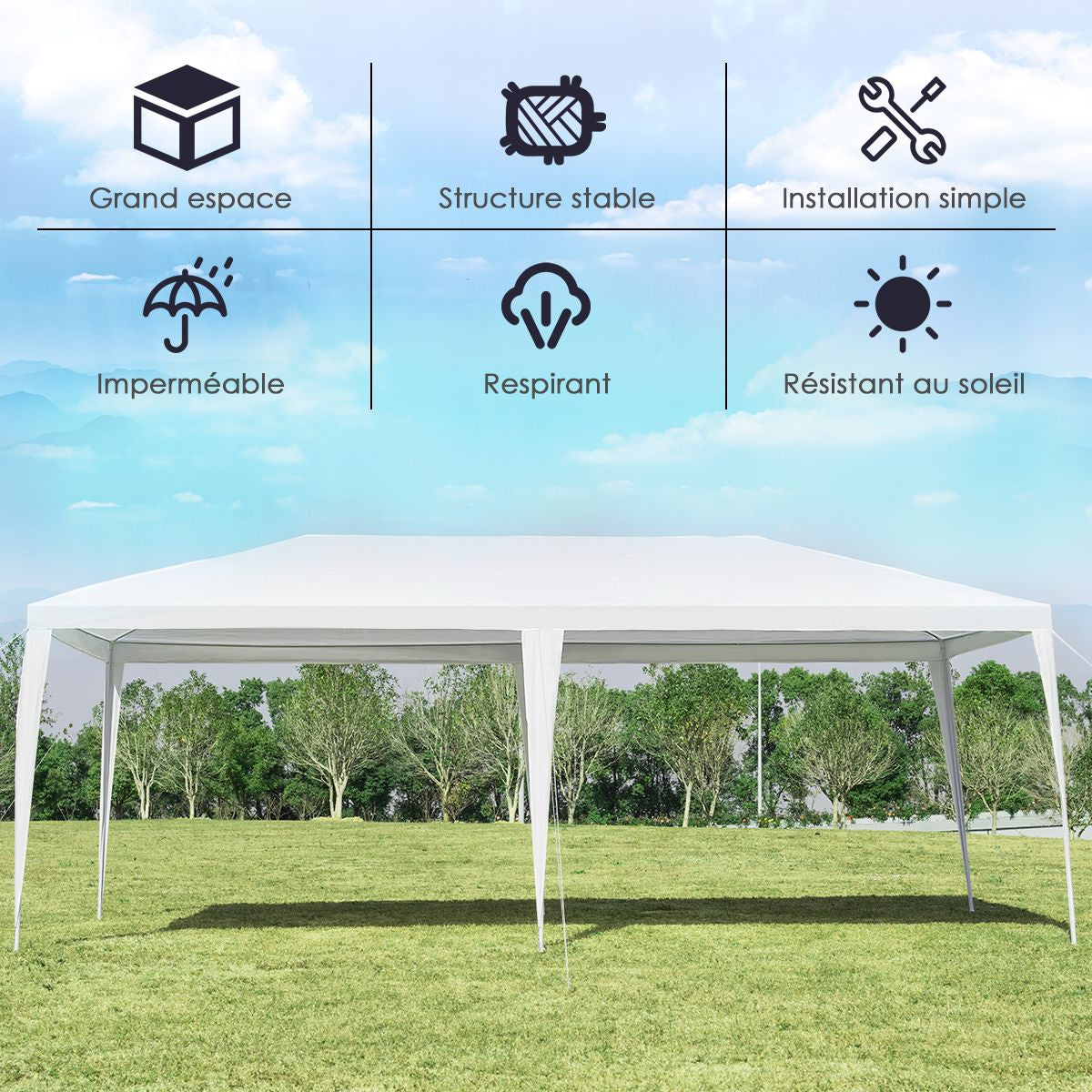 Tonnelle De Jardin Pliant 3 M X 6 M Tente De Réception Dessus Imperméable Recouverte De Tissu PE Pour Fêtes Commercial