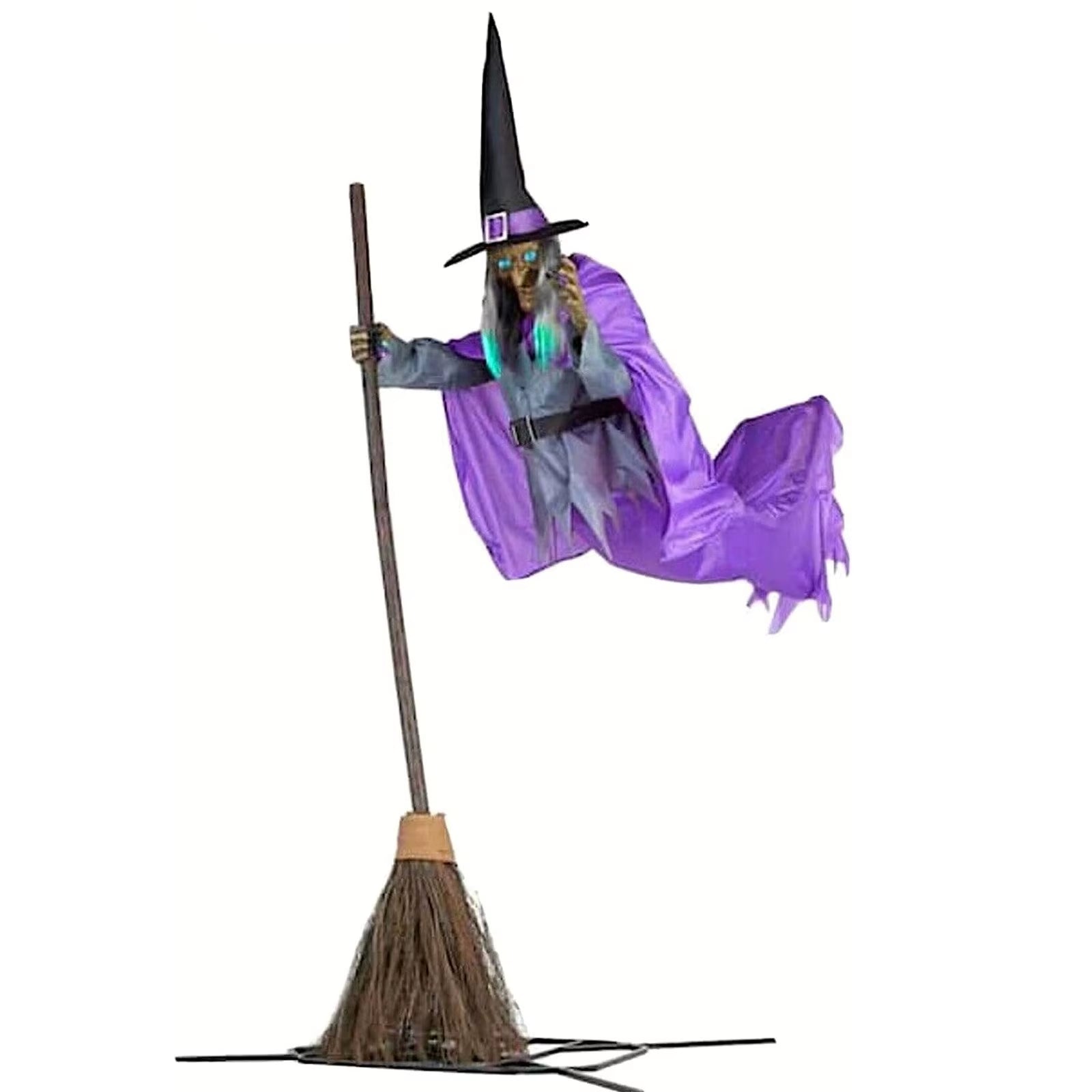 🎃 Décoration d’Halloween – Sorcière volante effrayante avec voix terrifiante, suspendue, lumineuse et sonore