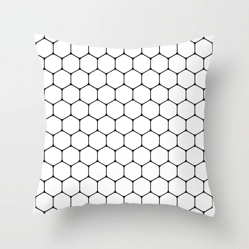 Black and White Geometric Decorative Pillowcases Polyester Throw Pillow Case Striped Geometric Pillowcase Kussensloop