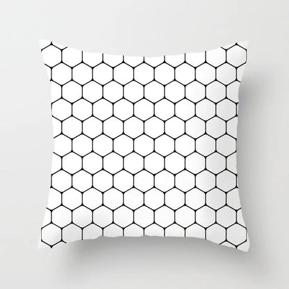 Black and White Geometric Decorative Pillowcases Polyester Throw Pillow Case Striped Geometric Pillowcase Kussensloop