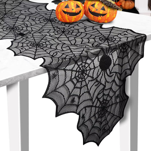 Chemin de table toile d'araignée HAlloween 45X183Cm
