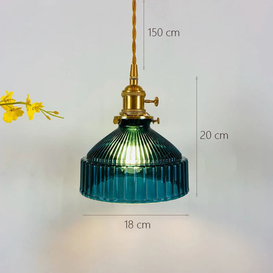 Japanese Indoor Pendant Lights Glass Luminaria Decoration Modern Brass Led Hanging Lamp for Bedroom Kitchen E27 Bulb Amber Gray