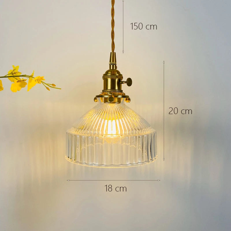 Japanese Indoor Pendant Lights Glass Luminaria Decoration Modern Brass Led Hanging Lamp for Bedroom Kitchen E27 Bulb Amber Gray